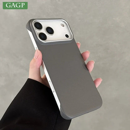 Ultra thin Frameless Case For Iphone 17 Pro Max Matte Leather Texture Cases for IPhone 17 Air 16 15 14 Pro Max 17pro Cover Shell