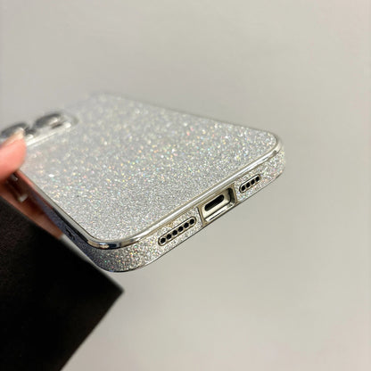 Luxury Bling Glitter Leather Case For iPhone 16 15 14 13 12 11 Pro Max Sparkling Soft Silicone Shockproof Plating Bumper Cover