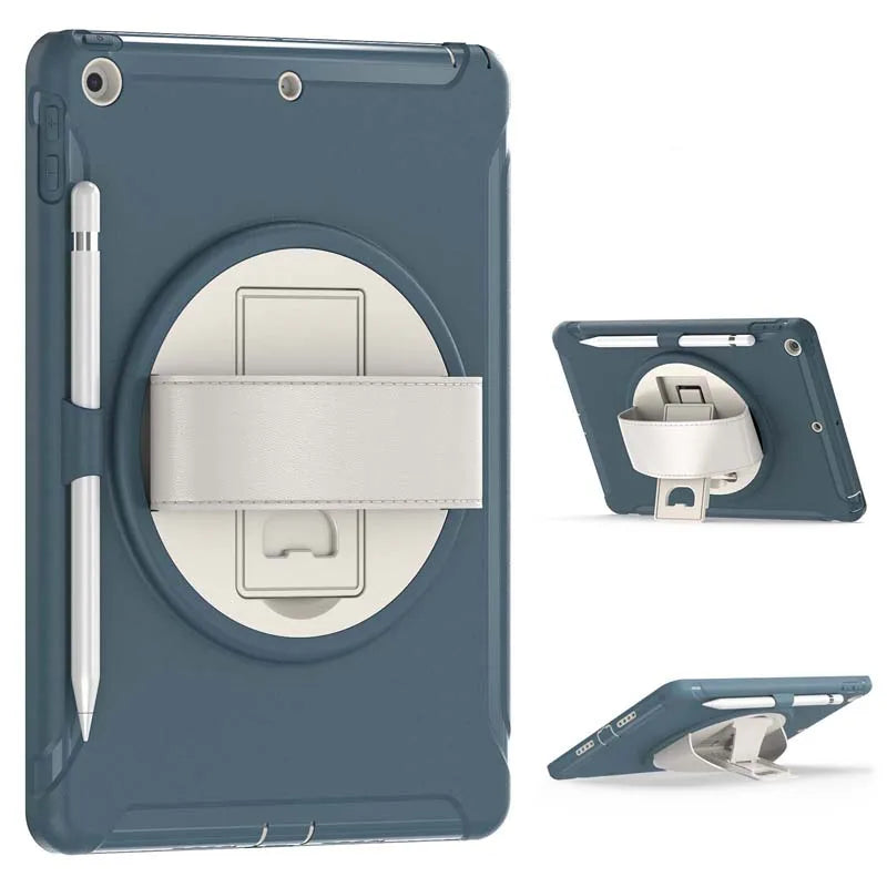 360 Degree Rotate Stand Case For iPad 9 8 7 7th 8th 9th Generation 10.2 inch Drop Resistance Cover with Pencil Holder Hand Strap