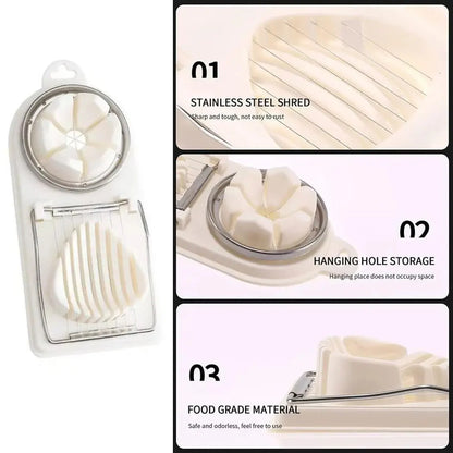 1/2PC Multi Functional Egg Cutting Artifact Stainless Steel Slicer Fancy Splitter Kitchen Divider Two in One Egg Cutter Tools