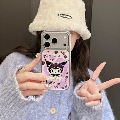 Cute Kuromi Electroplated Phone case for iPhone 17 Pro 14 16 15 Pro Max Fundas Cartoon Cases 16 Max Shockproof Protective Cover
