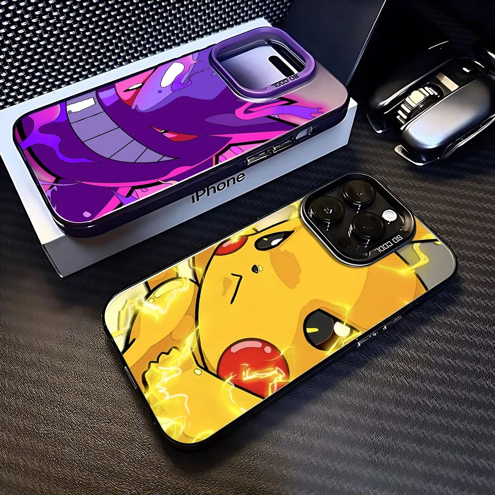 Anime Pokemons Gengars Pikachus Phone Case For iPhone 16 15 14 13 12 11 Pro Max X XR XSMAX 8 7 Plus Candy Matte Shockproof Cover