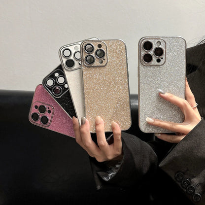 Luxury Bling Glitter Leather Case For iPhone 16 15 14 13 12 11 Pro Max Sparkling Soft Silicone Shockproof Plating Bumper Cover
