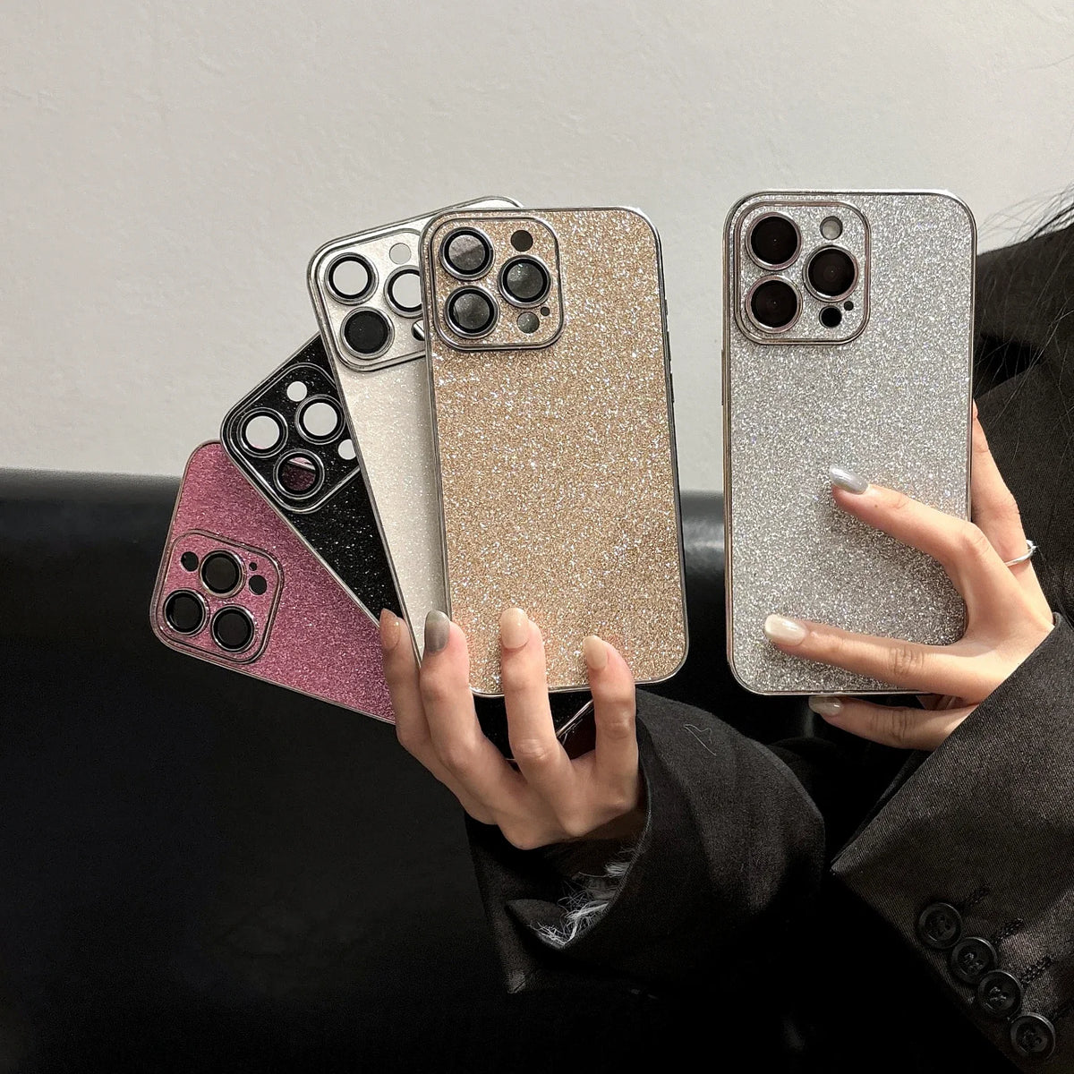 Luxury Bling Glitter Leather Case For iPhone 16 15 14 13 12 11 Pro Max Sparkling Soft Silicone Shockproof Plating Bumper Cover