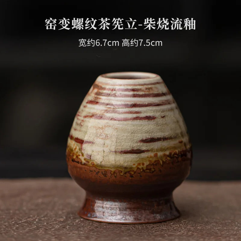 Japanese Kiln Change Spiral Matcha Tea Chasen Holder Stand Bowl Bamboo Whisk Grinder Teaware Tools Holder Tea Accessories Teaset