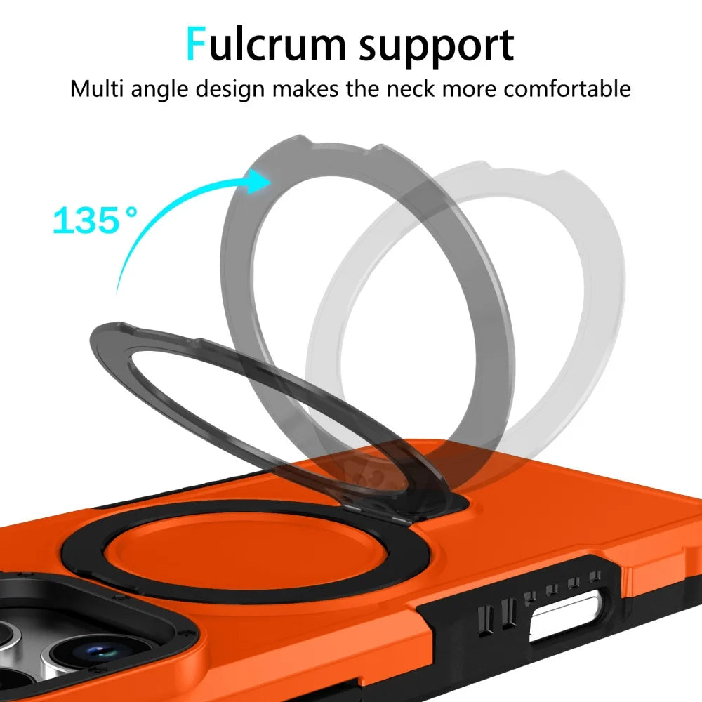 Luxury Armor For Magsafe Magnetic Stand Holder Phone Case For iPhone 17 Pro Max 17 Air Ring Bracket Shockproof Bumper Cover