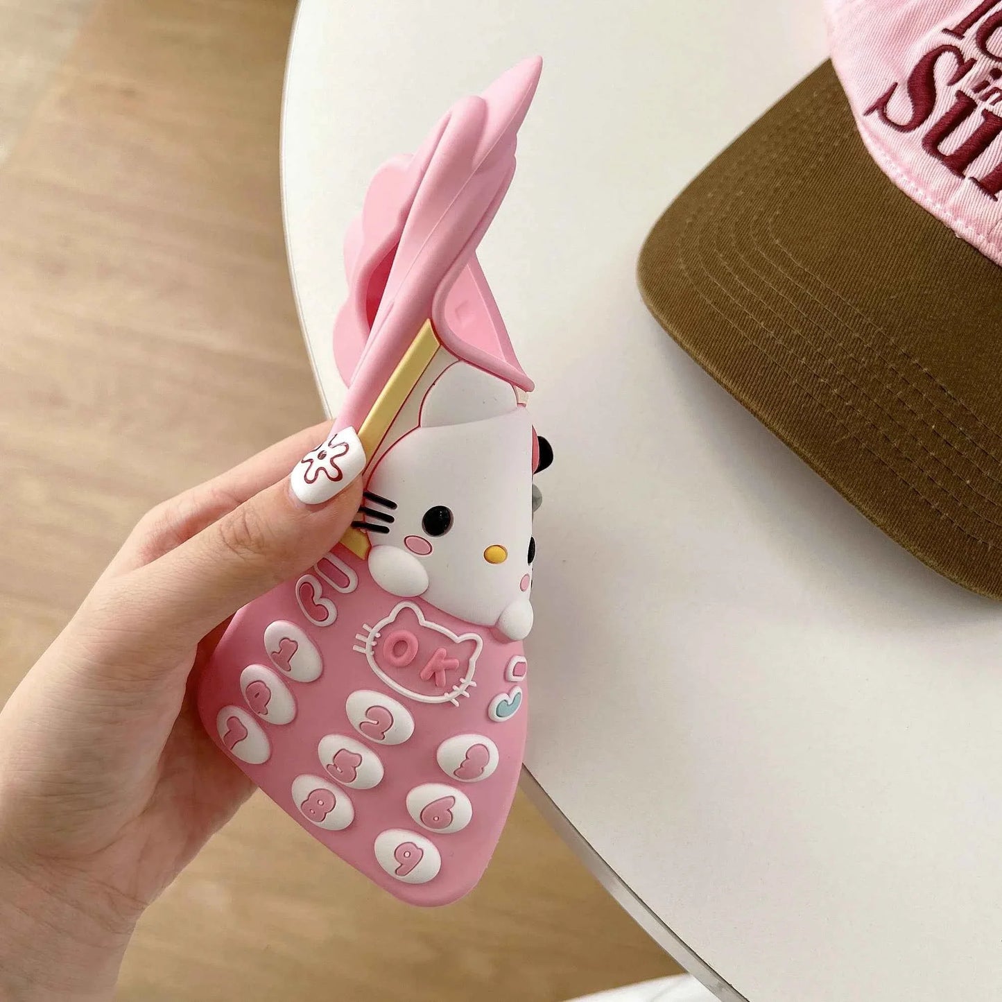Cute 3D Telephone Hello Kitty Phone Case for iPhone 17 16 15 14 13 Pro Max Plus 17 Pro Cartoon Soft Silicone Cover with Lanyard
