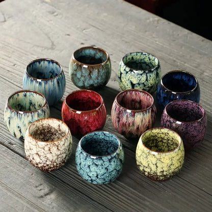 Japanese Style Ceramic Tea Cup Kiln Transformation Espresso Cup Porcelain Kung Fu Teacup Pottery Coffee Mug Wine Drinkware