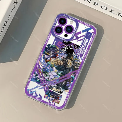 JoJos Bizarre Adventure Anime Phone Case for iPhone 12 11 13 14 15 16 Max Pro Plus Transparent Bezel Cover