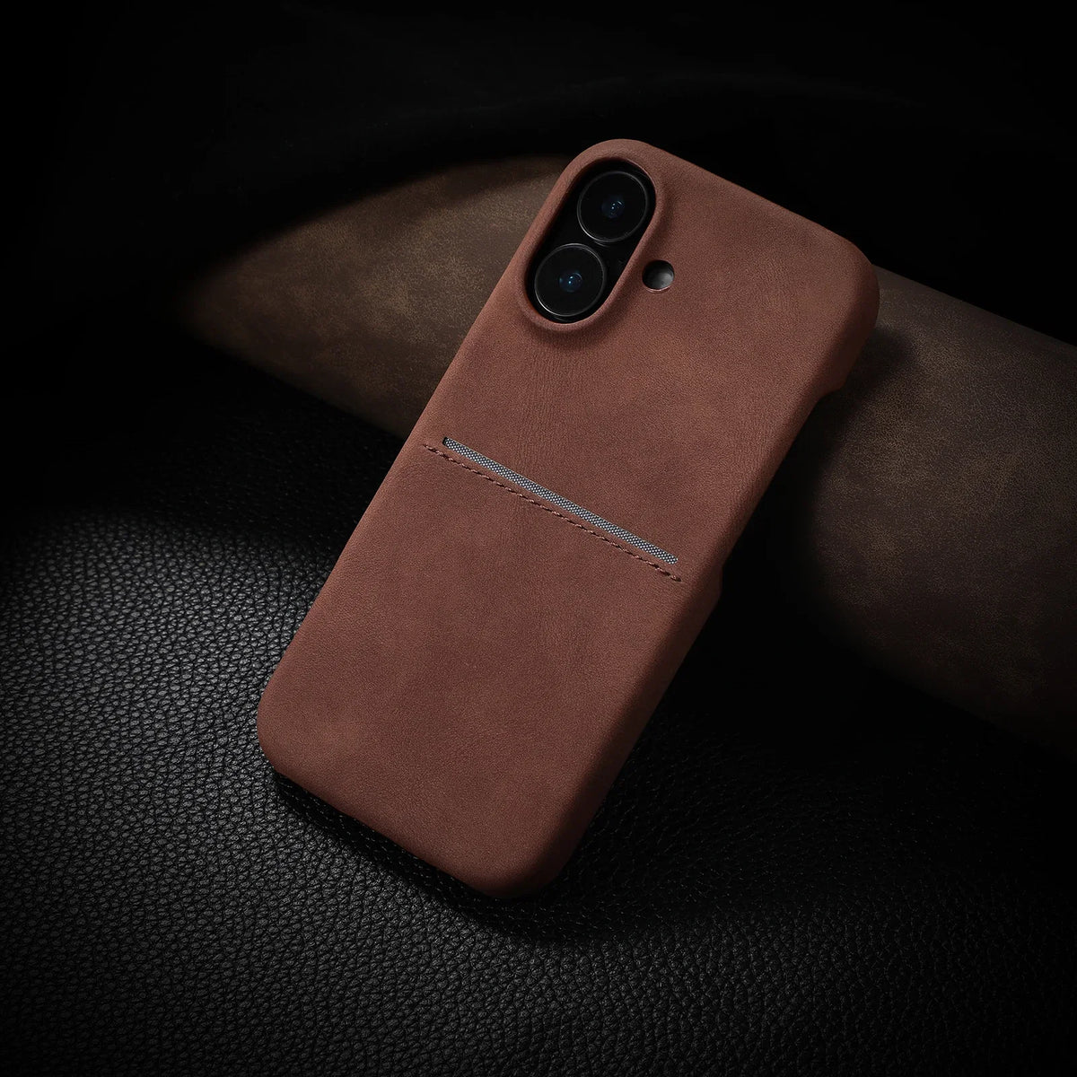 Luxury Card Slot Sheepskin Leather Case For iPhone 16 15 14 13 12 Pro Max Plus Business Wallet Pocket Frosted Shockproof Cover
