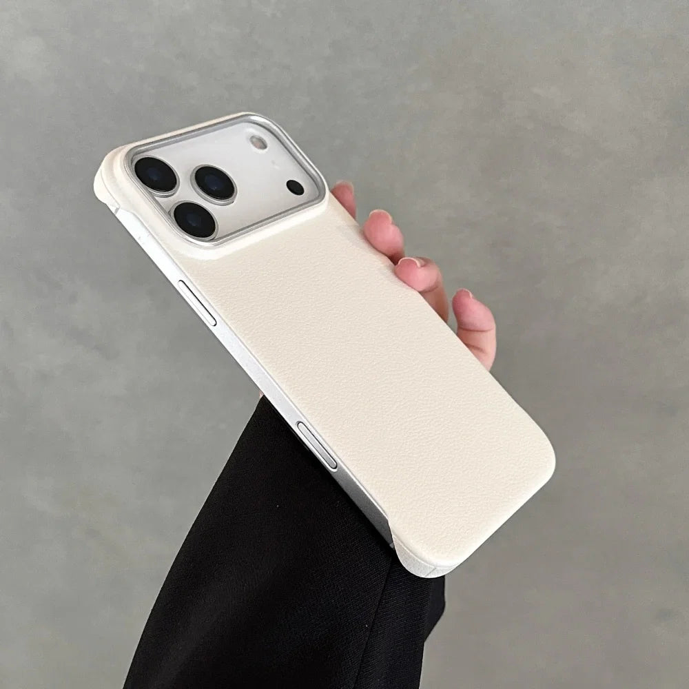 Ultra thin Frameless Case For Iphone 17 Pro Max Matte Leather Texture Cases for IPhone 17 Air 16 15 14 Pro Max 17pro Cover Shell
