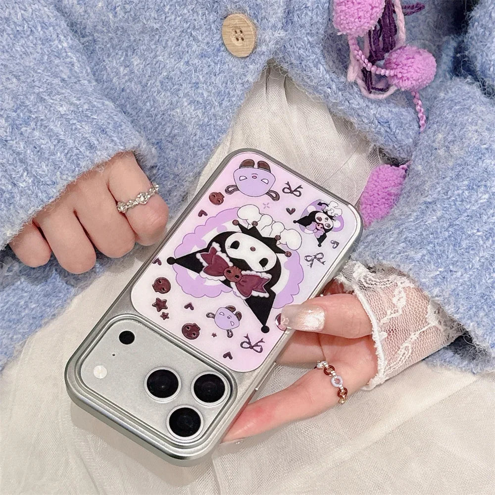 Cute Kuromi Electroplated Phone case for iPhone 17 Pro 14 16 15 Pro Max Fundas Cartoon Cases 16 Max Shockproof Protective Cover
