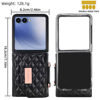 VIETAO Luxury Soft PU Leather Wallet Phone Case for Galaxy Z Flip 7/6/5/4/3 with Crossbody Strap - Durable Protective Cover