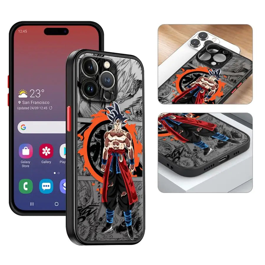Soft Cover Case for iPhone XR 14 15 Pro MAX XS 11 Plus 11 12 13 Mini 8 7 SE 16 14Pro 12Pro 16 Plus Dragons Balls Goku DBZ
