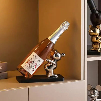 Ceramic Bubble Bear Wine Bottle Holder Countertop Storage Stand for Wedding Party Home Decor