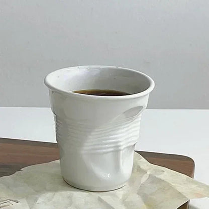 6.7oz Korean Style Cups and Mugs Coffee Mug White Ceramic Nordic Wrinkle Cup 200ml Drinking Coffe Tumbler English Letter