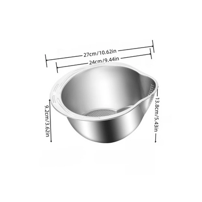 Rice Washer Strainer Bowl Stainless SteelRice Washing Bowl Rice Sieve Colander Fruit And Vegetable Strainer Kitchen Tools