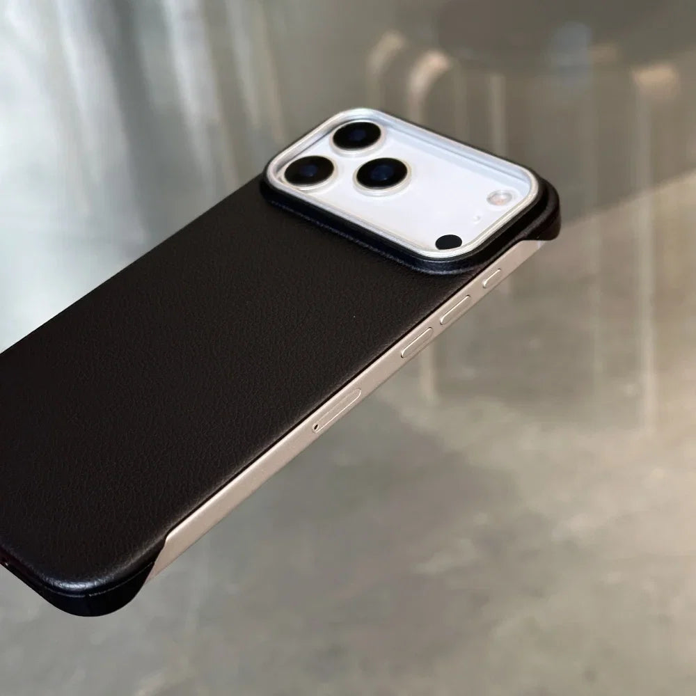 Ultra thin Frameless Case For Iphone 17 Pro Max Matte Leather Texture Cases for IPhone 17 Air 16 15 14 Pro Max 17pro Cover Shell