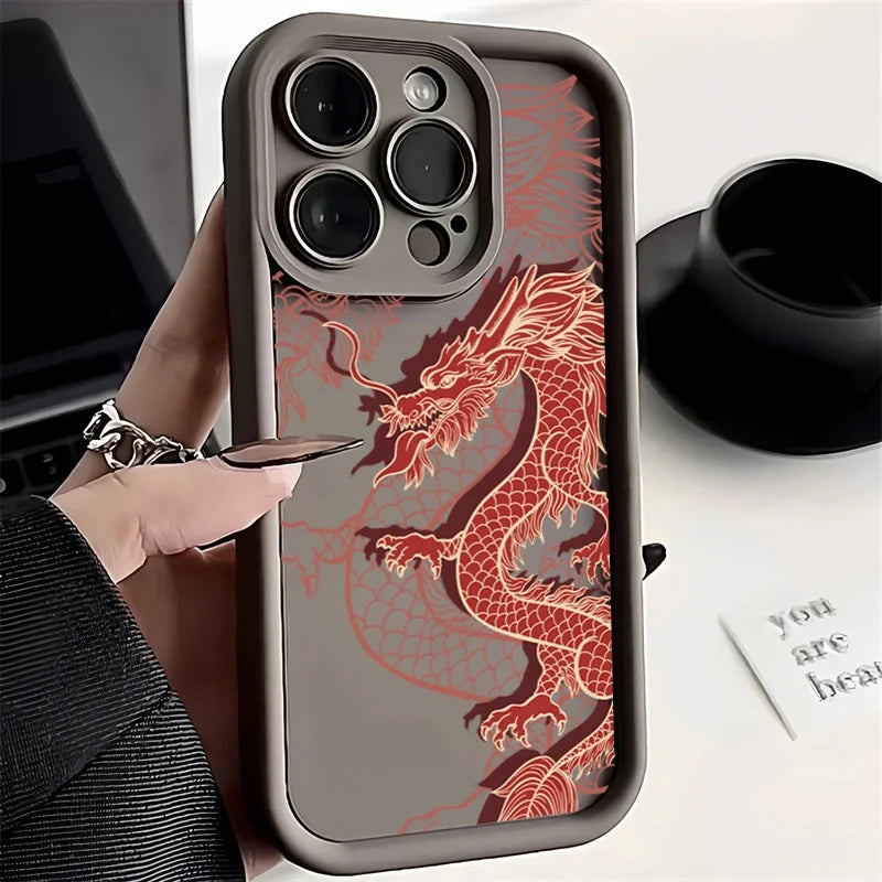 Luxury Fashion East Dragon Soft Phone Case for Samsung Galaxy S24 Ultra S23FE S22 S21 Plus A54 A55 A53 A15 A35 A14 A34 A32 Cover