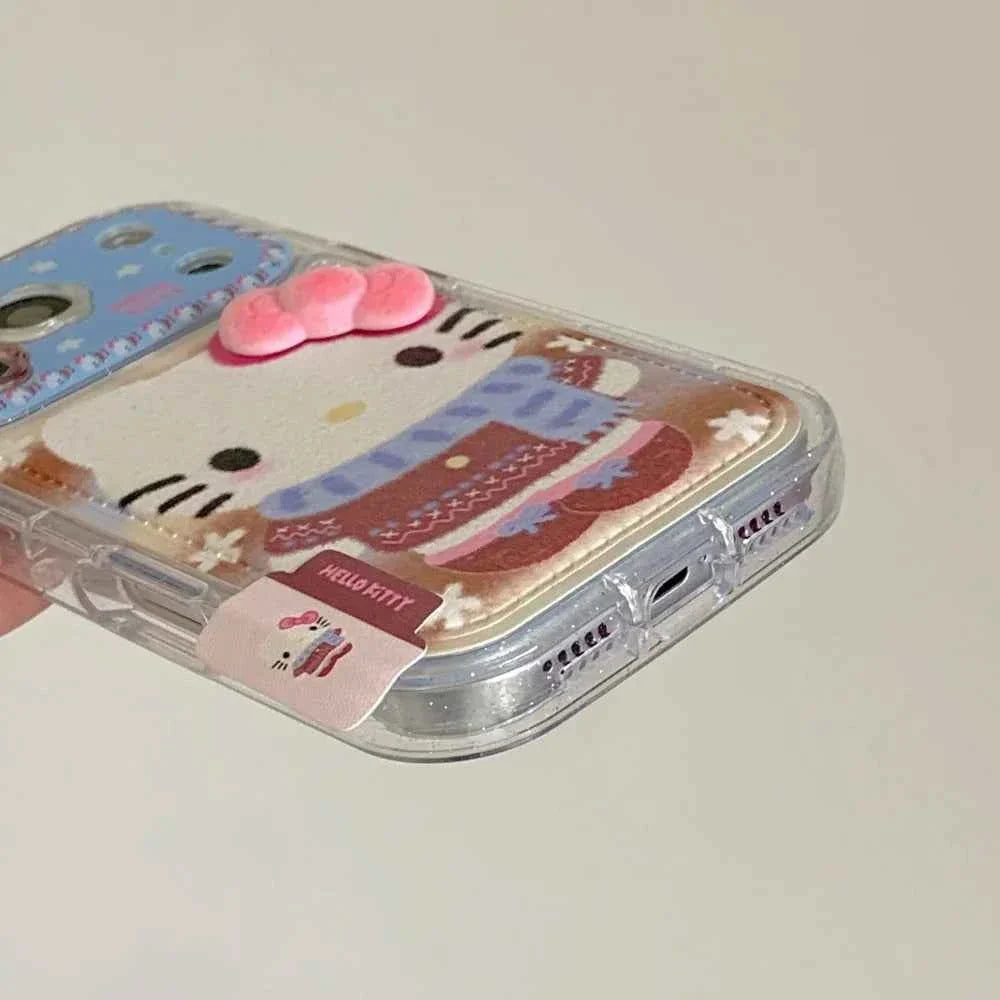 Luxury Cute Flower Lens Leather Scarf KT Case Phone Case For iPhone 17 Pro Max 16 Pro Max 15 Pro 14 Pro Max 13 Shockproof Cover
