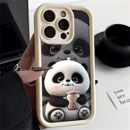 Panda Soft TPU Case For iPhone 15 Pro Max Cases iPhone 16 13 14 11 12 7 8 Plus SE  15promax 15pro 16pro 16promax Cover Funda