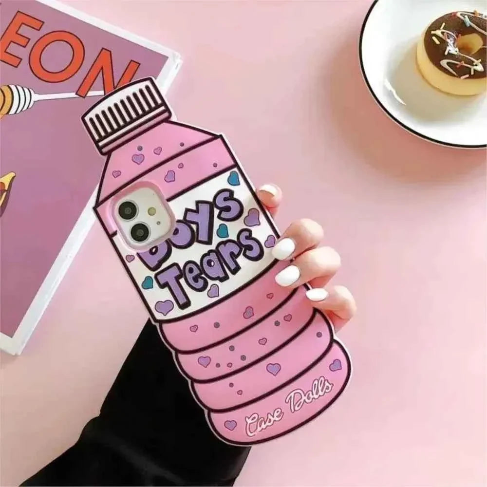 For iPhone 16 promax 15 14 Pro Max 13 12 11 7 8 Plus 6 6s SE 3D Cartoon Water Bottle Phone Case Soft Silicone Cover