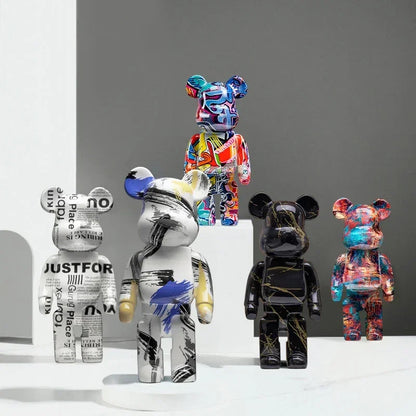 27cm/10Inches Graffiti Bear Figurine Home Decor Animal Abstract Ornament Storage Money Jar Modern Room Sculpture Table Decor