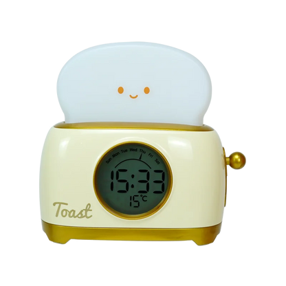 Toaster Night Light Alarm Clock Children Alarm Clock Bedside Luminous Clock Charging Bedroom Night Lamp Decoration Children Gift