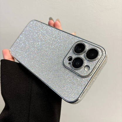 Luxury Bling Glitter Leather Case For iPhone 16 15 14 13 12 11 Pro Max Sparkling Soft Silicone Shockproof Plating Bumper Cover