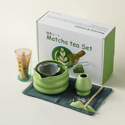 4/5/7pcs Matcha Set Ceramic Tea Bowl Traditional Japanese Tea Making Tools matcha- tea set tea- whisk bamboo matchas brush set