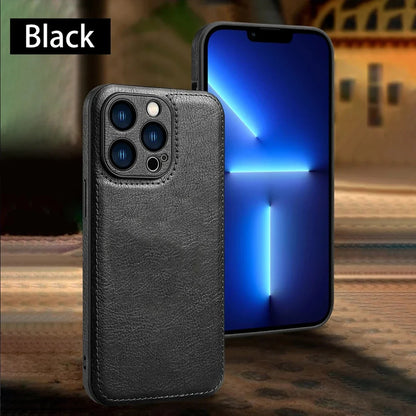 Soft Leather Case for iPhone 15 14 13 12 11 16 Pro Max XR XS Max 7 8 Plus Ultra Thin Lens Protection iphone16 16Pro Cover Coque