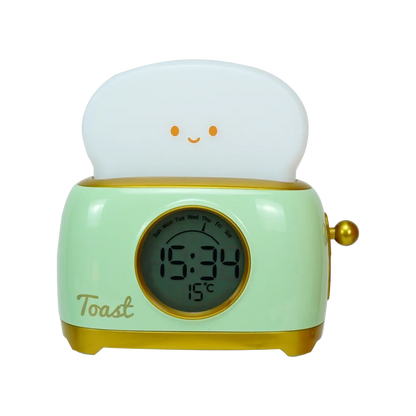 Toaster Night Light Alarm Clock Children Alarm Clock Bedside Luminous Clock Charging Bedroom Night Lamp Decoration Children Gift