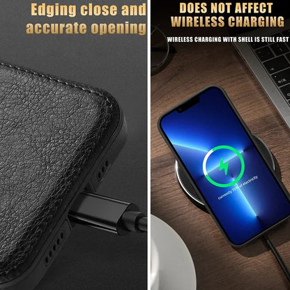 Soft Leather Case for iPhone 15 14 13 12 11 16 Pro Max XR XS Max 7 8 Plus Ultra Thin Lens Protection iphone16 16Pro Cover Coque