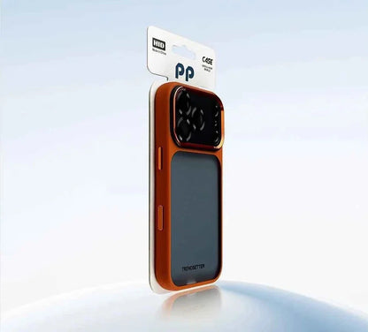 Lenovo Luxury Orange Shield Matte Transparent Phone Case For iPhone 16 17 Pro Max New Metal Buttons Skin Feel Shockproof Cover