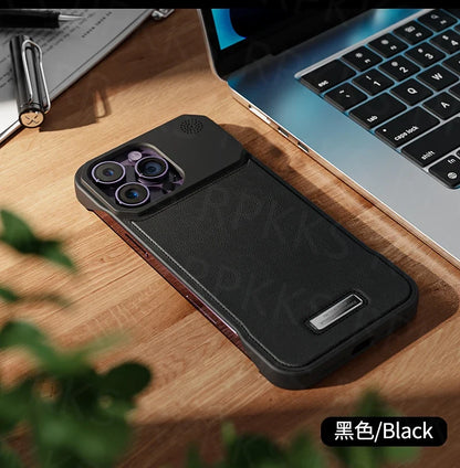 Business Aromatherapy Leather Case for iPhone 17 Air 16 15 14 Plus 13 12 11 Pro Max For Magsafe Magnetic Frameless Armor Cover