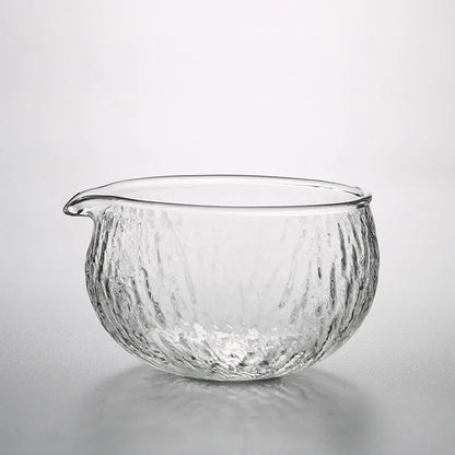 1-3 Textured Glass Matcha Bowl With Pouring Spout - Handmade Japanese Style Green Tea Ceremony Chawan 400ml  Tea Set Accessories