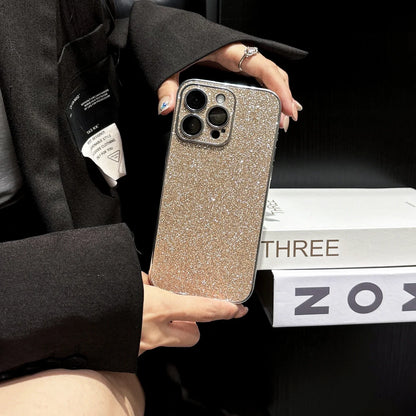 Luxury Bling Glitter Leather Case For iPhone 16 15 14 13 12 11 Pro Max Sparkling Soft Silicone Shockproof Plating Bumper Cover