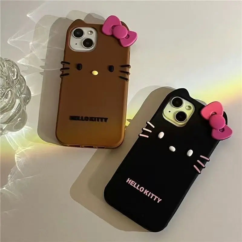 Simple Kitty Cat Silicone Soft Phone Case For iPhone 11 12 13 14 15 16 17 Pro Max