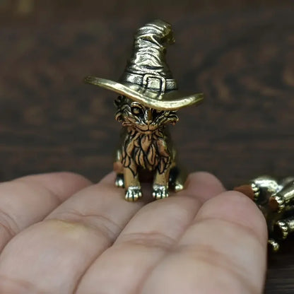 Copper Craft Brass Solid Cat Owl Statue Creative Animal Desk Ornaments Desktop Home Decoration Collectible Cute Statue Ornament