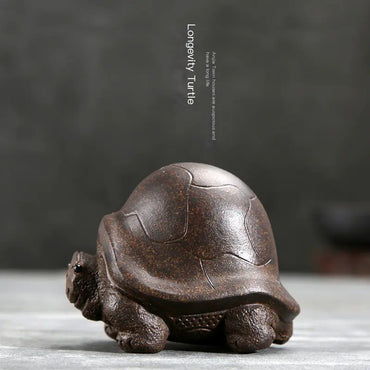 Yixing Longevity Turtle Zisha Tea Pet Sculpture Decor