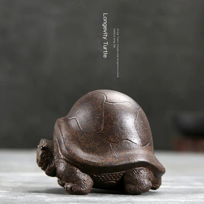 Yixing Longevity Turtle Zisha Tea Pet Sculpture Decor