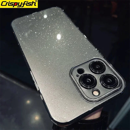 Original Luxury Black Glitter Case For iPhone 16 Pro 15 11 12 13 14 Pro Max XR XS SE 7 8 Plus Soft TPU Shockproof Silicone Cover