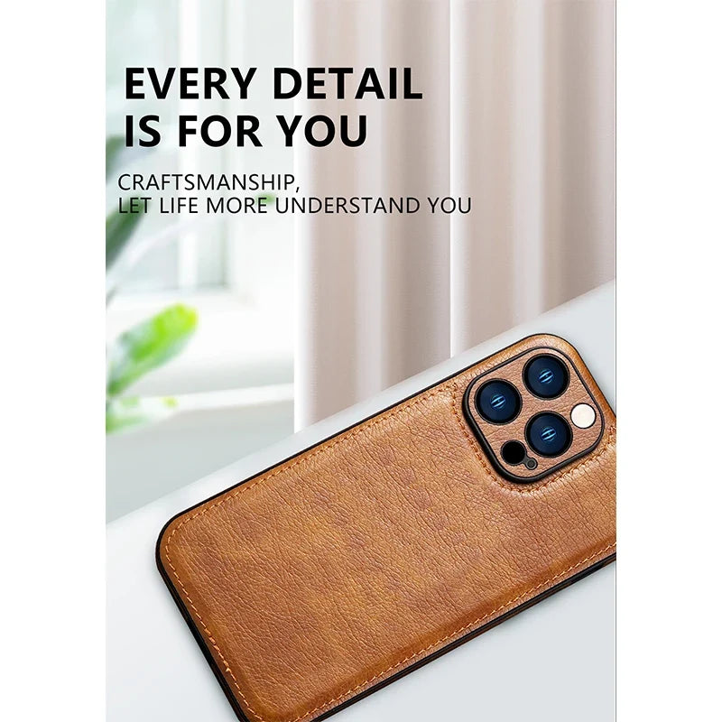 Luxury Leather Case Fashionable Phone Back Cover Quakeproof For iPhone 16 15 14 Plus 13 Pro Max 12 Pro 11 X XR XS Max 7 8 Plus