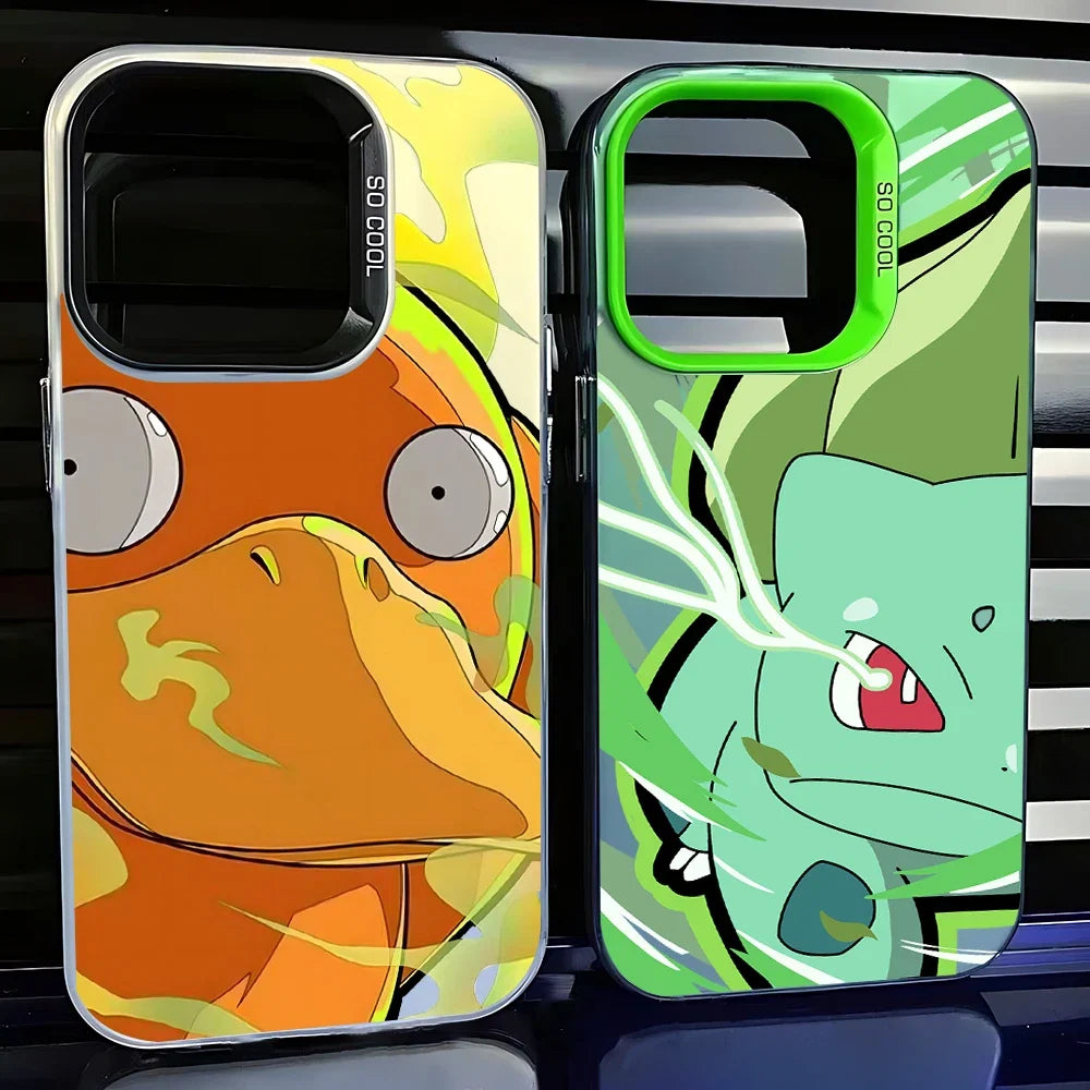 Anime Pokemons Gengars Pikachus Phone Case For iPhone 16 15 14 13 12 11 Pro Max X XR XSMAX 8 7 Plus Candy Matte Shockproof Cover