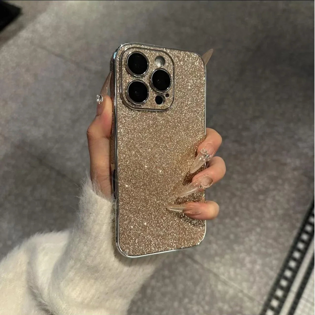 Luxury Bling Glitter Leather Case For iPhone 16 15 14 13 12 11 Pro Max Sparkling Soft Silicone Shockproof Plating Bumper Cover