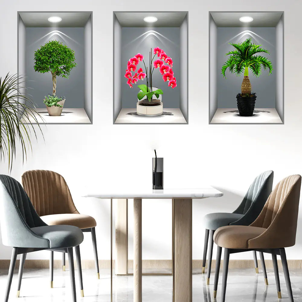3D Effect Self-Adhesive Plant Wall Art Decor