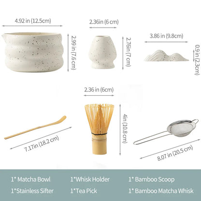 4/5/7pcs Matcha Set Ceramic Tea Bowl Traditional Japanese Tea Making Tools matcha- tea set tea- whisk bamboo matchas brush set