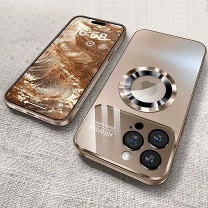 Luxury Glass Camera Lens Case for MagSafe Magnetic Wireless Charging, Shockproof Cover for iPhone 11 12 13 14 15 16 Pro Max Plus