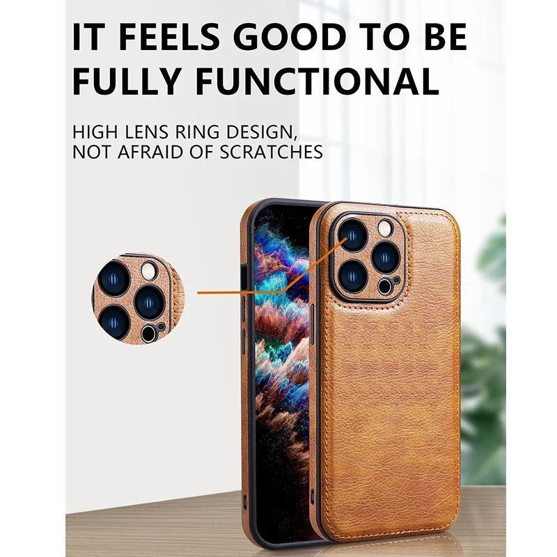 Luxury Leather Case Fashionable Phone Back Cover Quakeproof For iPhone 16 15 14 Plus 13 Pro Max 12 Pro 11 X XR XS Max 7 8 Plus