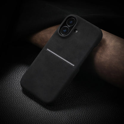 Luxury Card Slot Sheepskin Leather Case For iPhone 16 15 14 13 12 Pro Max Plus Business Wallet Pocket Frosted Shockproof Cover